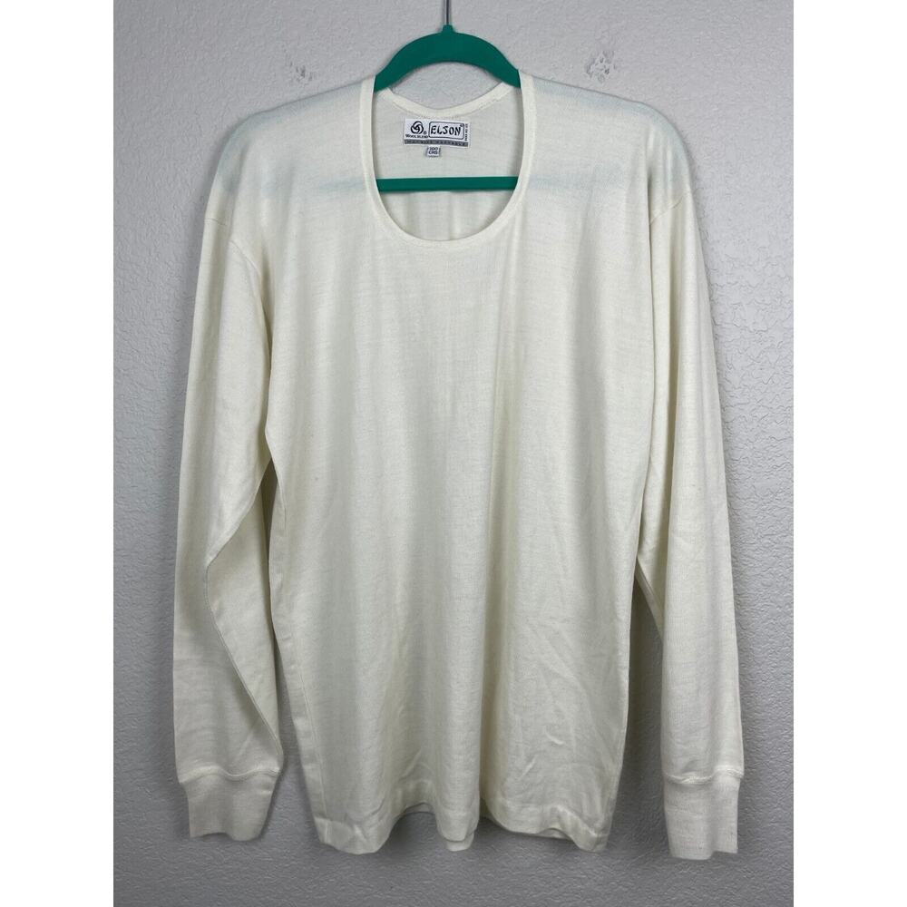 Elson Sweater Womens XL / 40 Cream Washable Wool‎ Blend Scoop Neck Long Sleeves